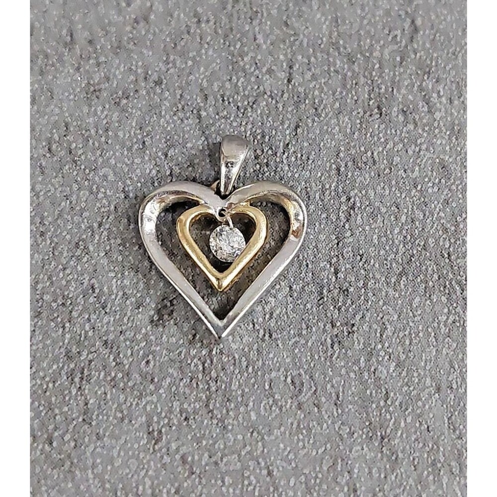 14k 2 Tone Gold Genuine Diamond Pendant 1.3 Grams